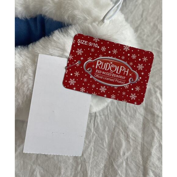 Abominable Snowman Plush Slippers White Rudolph Reindeer Toddler Size 9-10 NWT - Picture 4 of 4